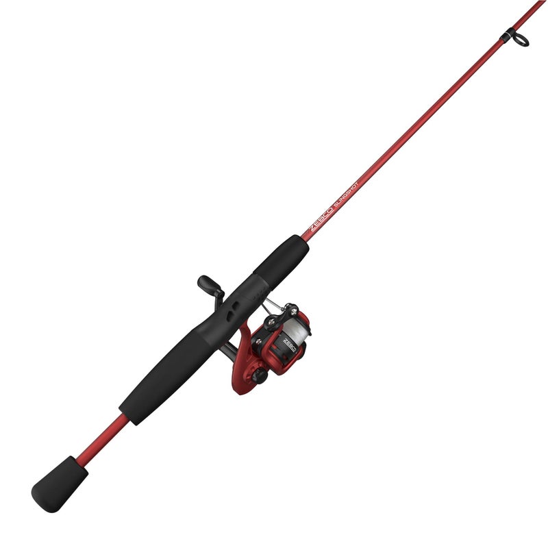 Zebco Slingshot Spinning Reel and Fishing Rod Combo, 5-Foot 6-Inch 2-Piece Fishing Pole, Size 20 Reel, Changeable Right- or Left-Hand Retrieve, Pre-Spooled with 8-Pound Zebco Cajun Line, Red - Image 1